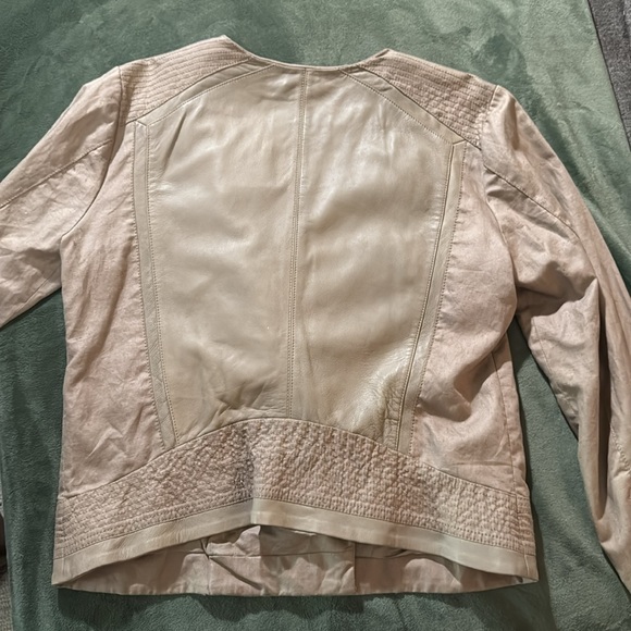 LUCKY BRAND women’s Lamb leather beige jacket size Large - Picture 3 of 8
